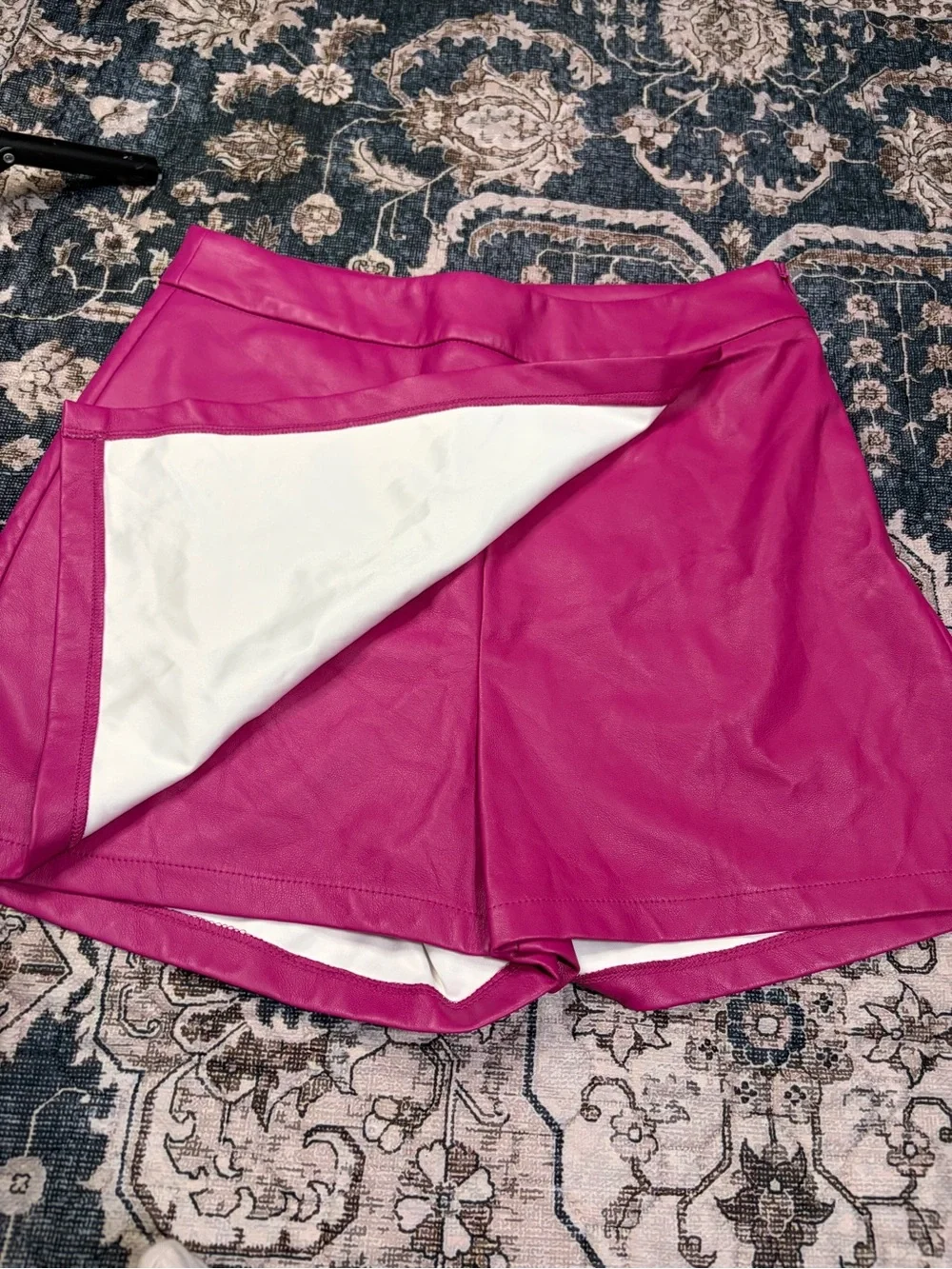 Sincerely Jules Hot Pink Faux Leather Skort